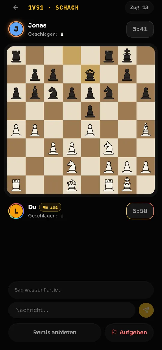 Schach mit Uhr und Remis-Angebot