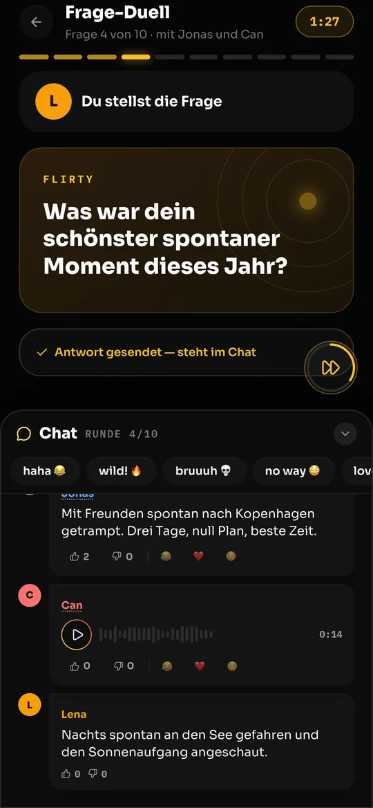 Antworten im Chat: Text und Sprachnachricht