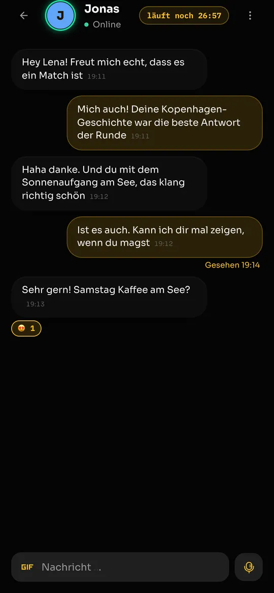 Match-Chat mit Jonas, läuft noch 26 Minuten