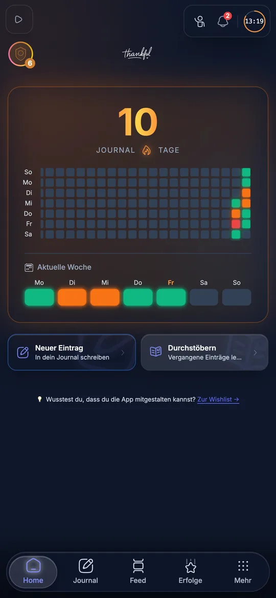 Thankful – Einblick in die App